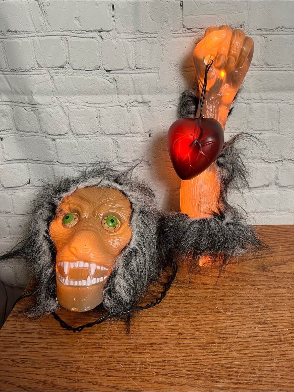 All Hallow’s Eve Werewolf blow mold head & arm w/beating heart